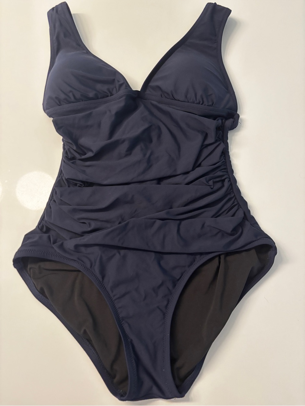 Navy Ruched One-Piece Swimsuit